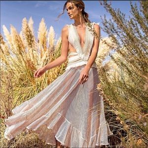 PatBo Ivory Cut Out Beach Dress